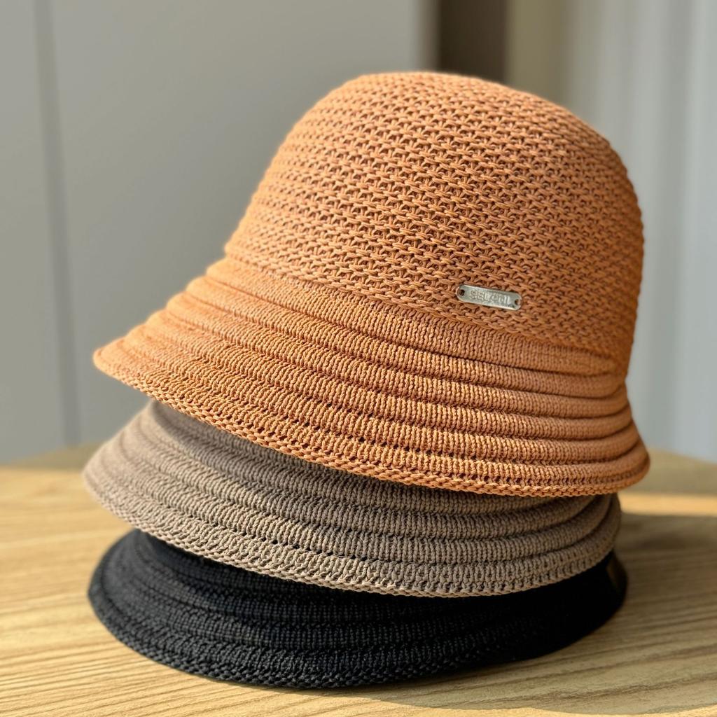 Весна и лето, новая вязаная дышащая шапка рыбака, детская солнцезащитная шляпа, складная шапка для бассейна