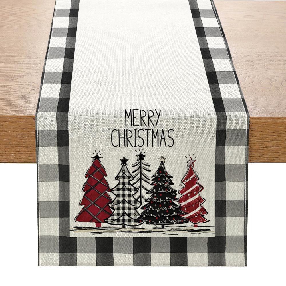 Рождественский печатный настольный флаг, украшение для дома, маленькая скатерть, льняная маленькая скатерть