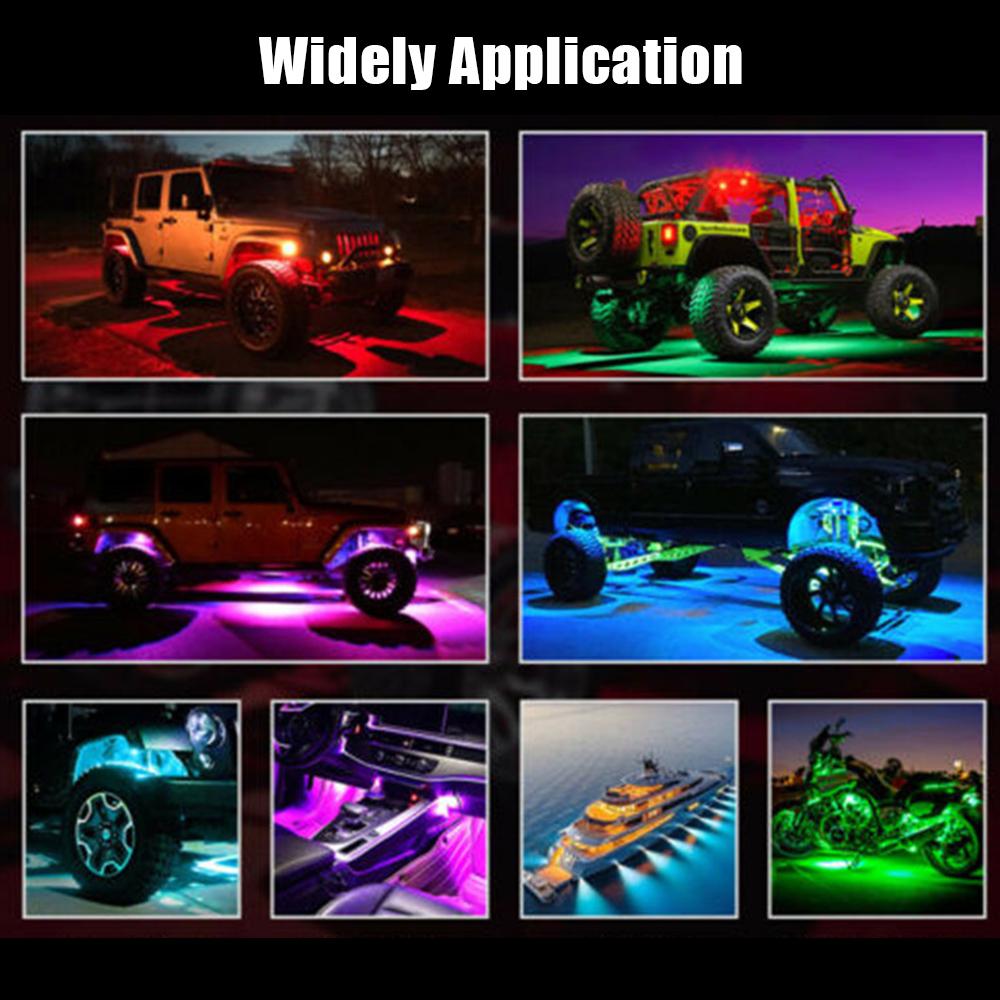 Bluetooth APP Control Decorative 4/6/8 In 1 для Jeep Off-Road Truck Boat RGB LED Rock Lights Music Sync Undergolw Car Chassis Light