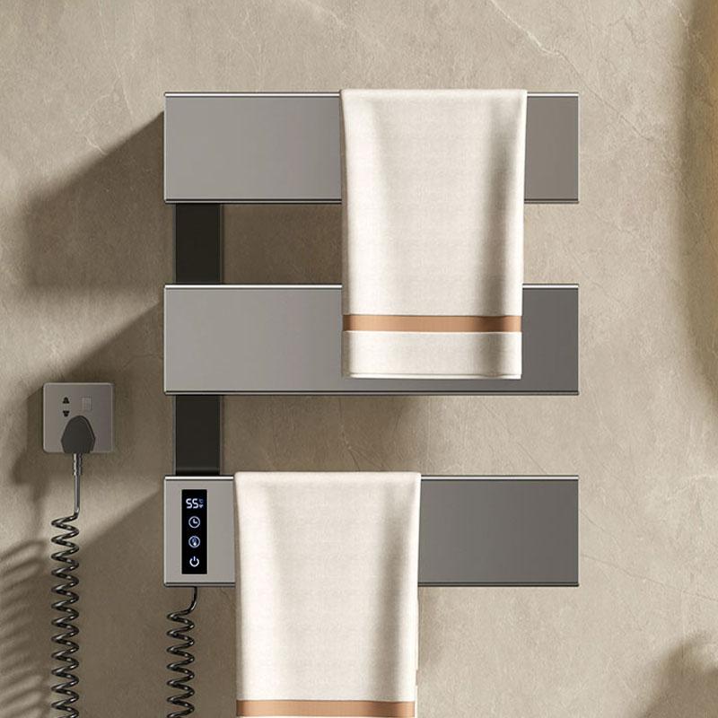 towel bar Gun ash space aluminum electric towel rack bathroom intelligent constant temperature timed drying towel bar