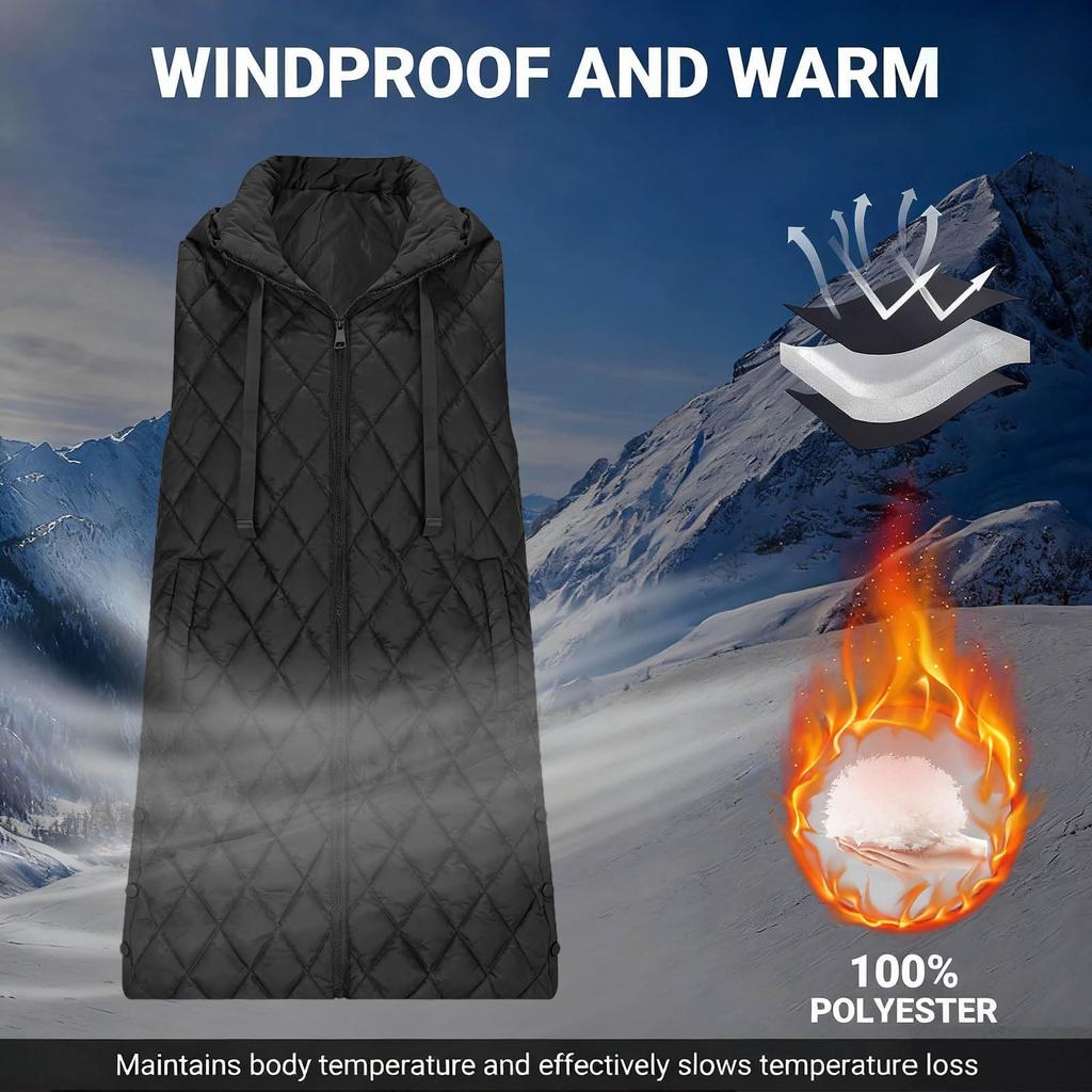 Женский длинный жилет однотонный без рукавов с капюшоном зимний жилет куртка верхняя одежда легкое теплое пальто верхняя одежда