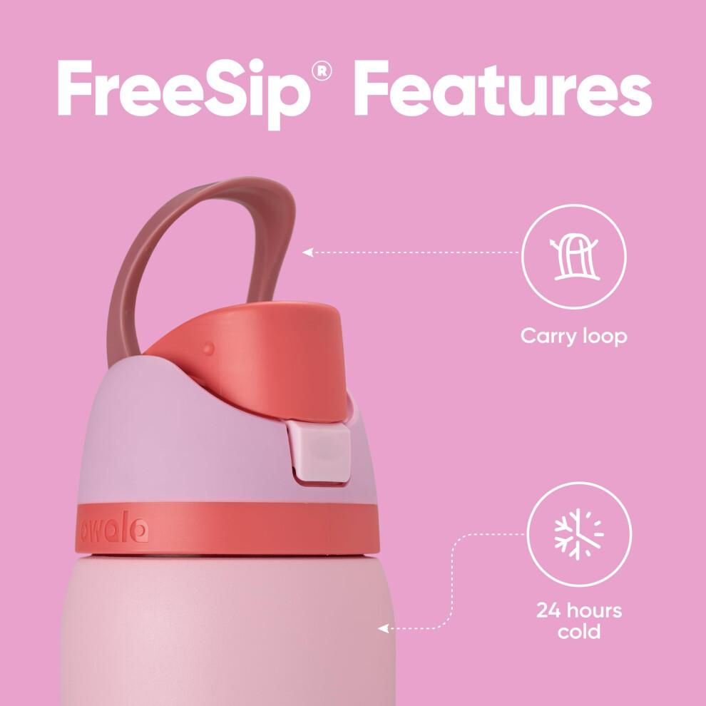 Owala FreeSip Insulated Stainless Steel Water Bottle with Straw for Sports and Travel BPA-Free Sports Water Bottle 32 oz Pink Angel Food Cake
