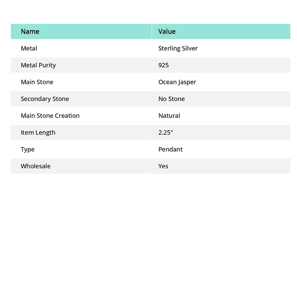 Ювелирное украшение ручной работы из серебра 925 пробы с драгоценным камнем Ocean Jasper 2,25 дюйма i5P25