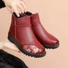 Winter Women Genuine Leather Casual Ankle Boots Women Plush Thick Keep Warm Snow Boots Mother Flat Cotton Shoes