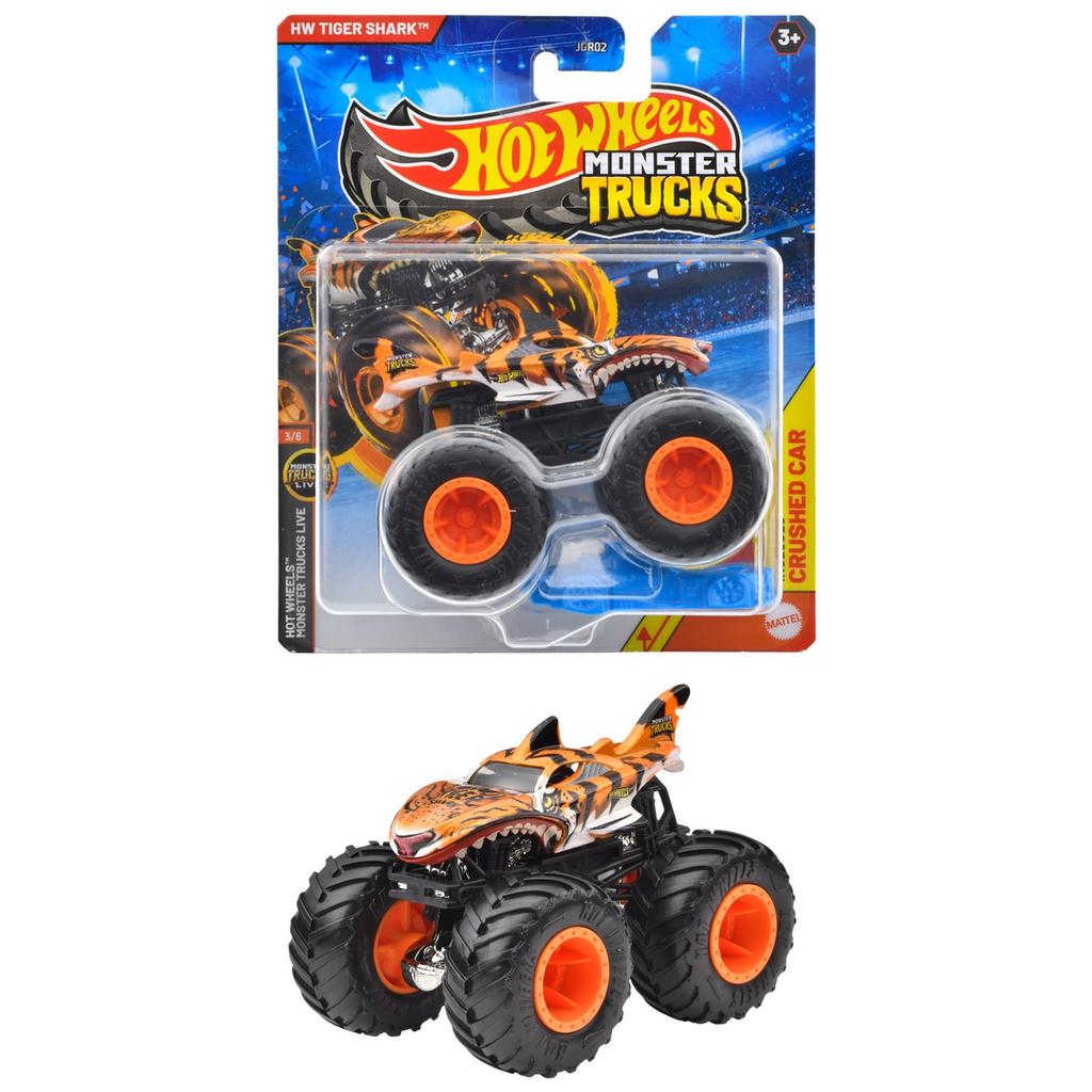 Hot Wheels Tiger Shark Monster Truck Ages 3 and Up 164 Vehicle, Orange, JGR02,