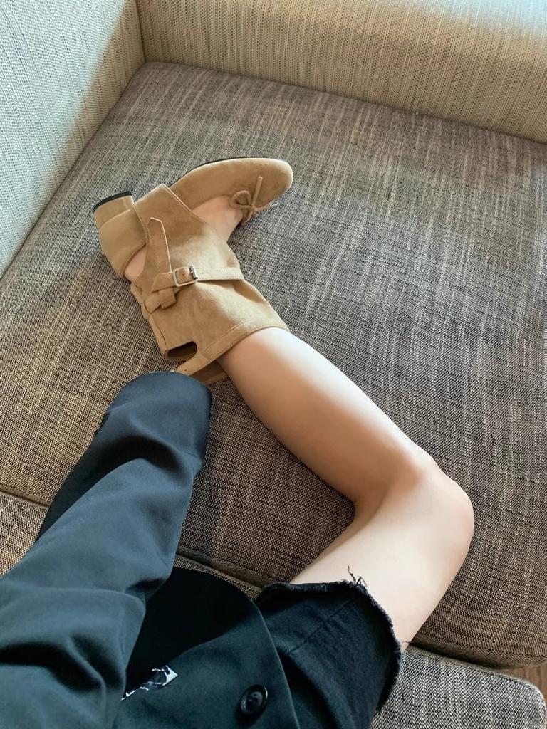 Женские ботинки Maillard Весна/Лето 2025 Новый Дизайн Круглый Носок Бант Универсальные На Толстом Каблуке Крутые Ботинки Балетки Одинарные Туфли