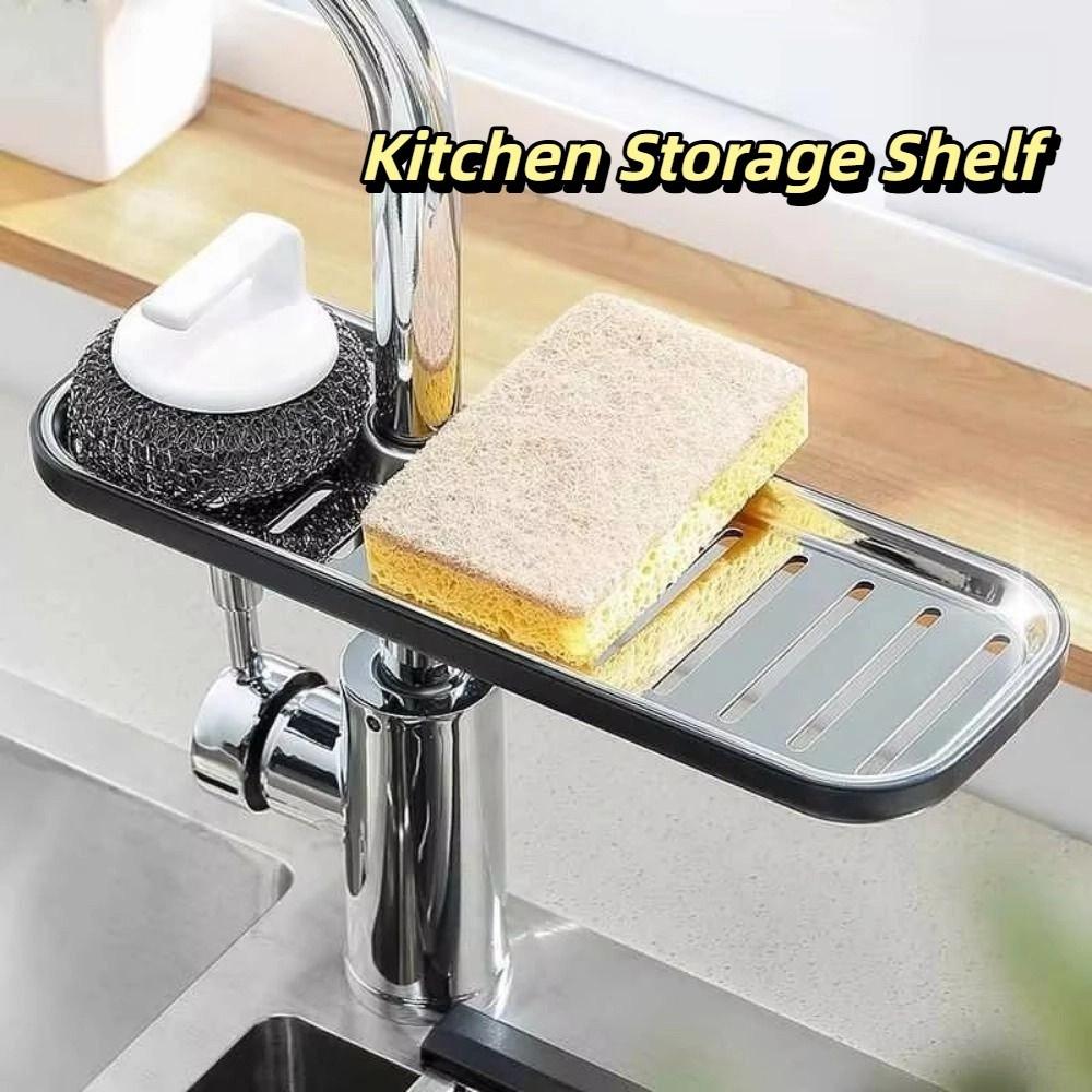 Anti-Rust Faucet Rack Adjustable Draining Rack Sponge Bracket Kitchen Storage Shelf Bathroom