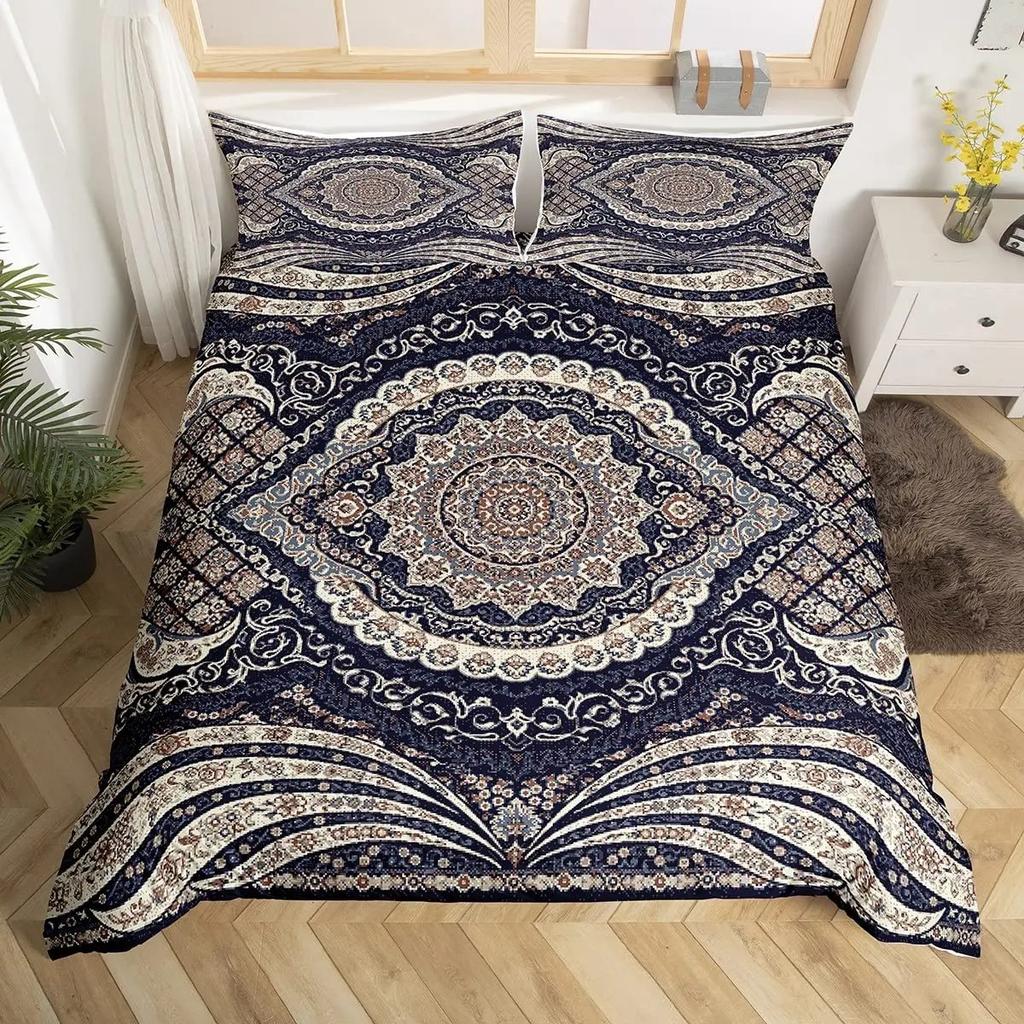 Племенной Цветочный Комплект Пододеяльника Богемный Геометрический Цветочный Комплект Постельного Белья Таинственная Индийская Абстрактная Сетка Пододеяльник Размер Twin King