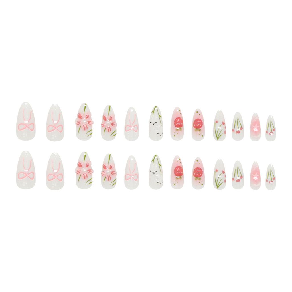 Трехмерный ледяной цветок милый кролик милая девушка маникюрные таблетки 24 штуки