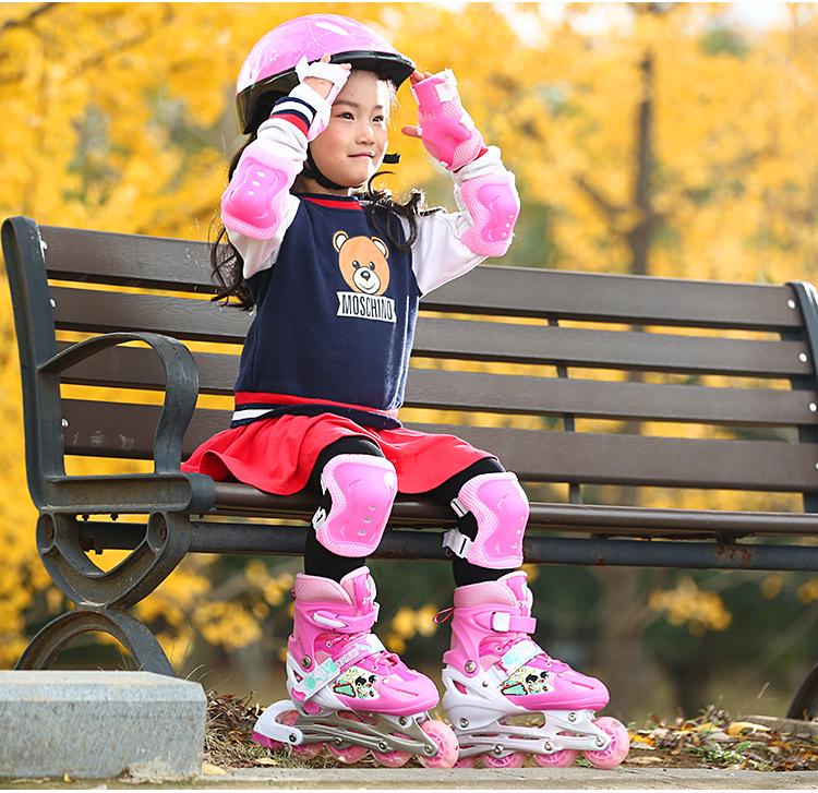 Регулируемые ледовые и роликовые коньки для взрослых и детей с одним светящимся колесом