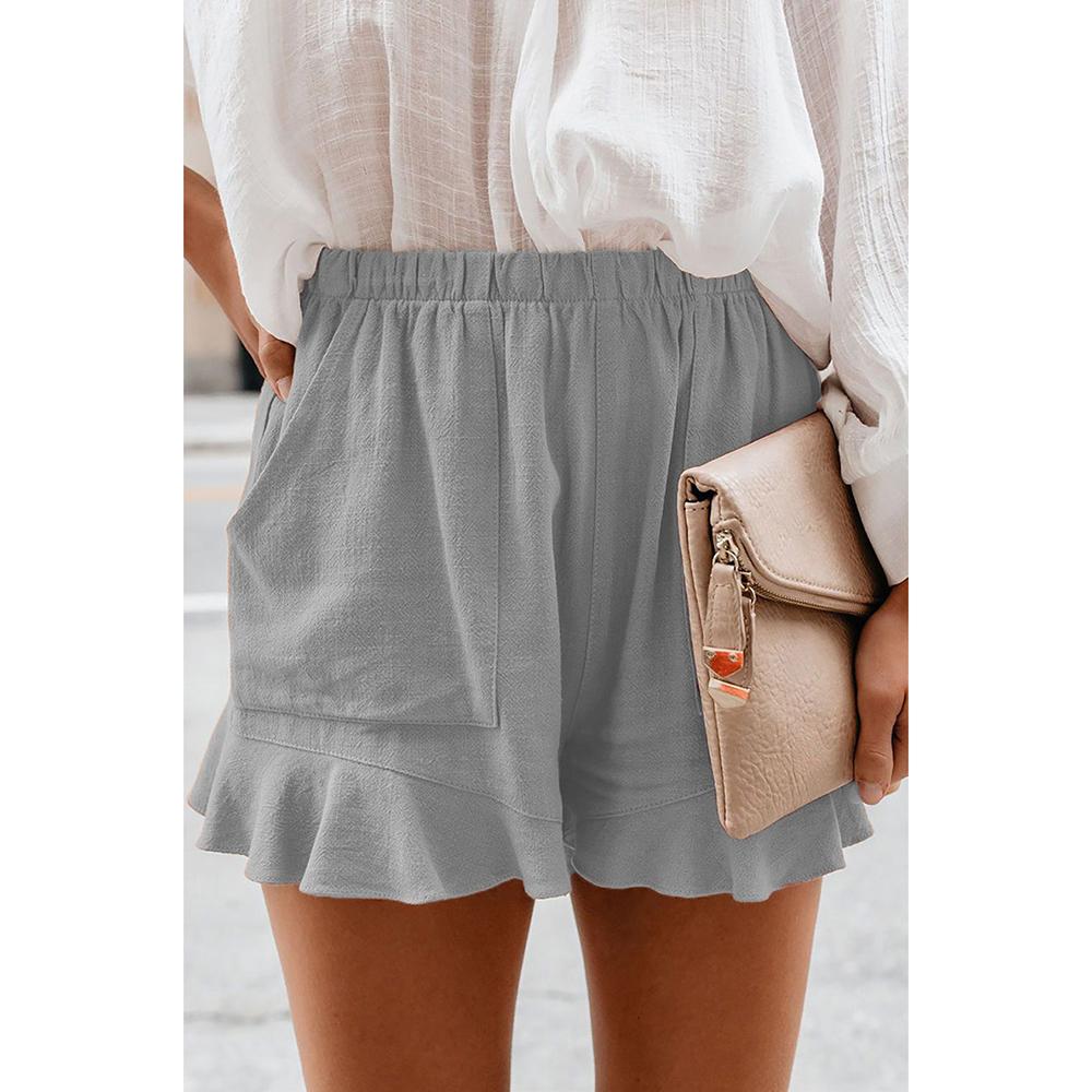 FGHJ Autumn Summer Solid Color Shorts Women's Loose High Waist Wide Leg Elegant Female Trousers