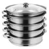 Stainless Steel Steamer Multifunctional Stockpot Practical Soup Pot Silver (5 Layers)