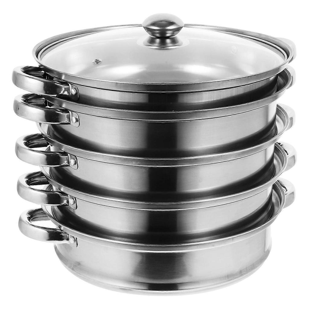 Stainless Steel Steamer Multifunctional Stockpot Practical Soup Pot Silver (5 Layers)