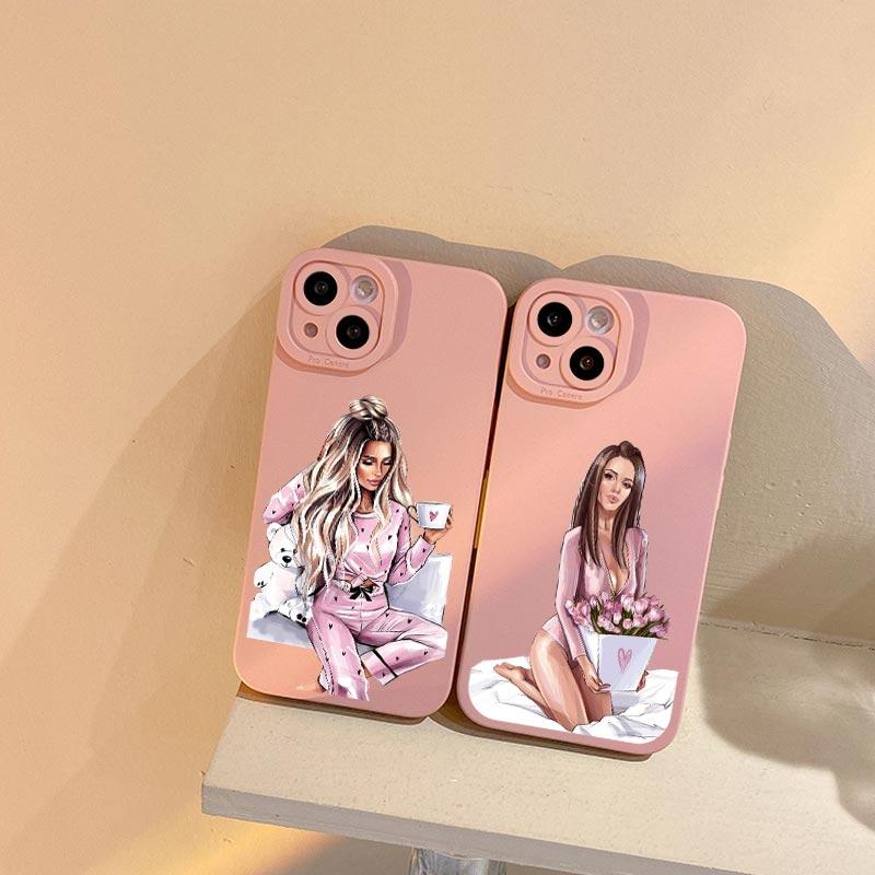Чехол для телефона с рисунком юной девушки для iPhone 11 12 13 Pro Max 14 15 Plus Pro Max 7 8 Plus SE 2020 X XR XS Мягкий силиконовый чехол Fundas