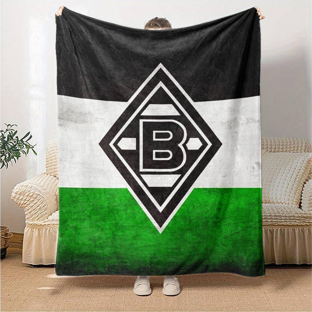 Borussia Monchengladbach Flag Logo Flannel Throw Blanket, Soft Lightweight Blanket, Football Fan Home Decoration Gift