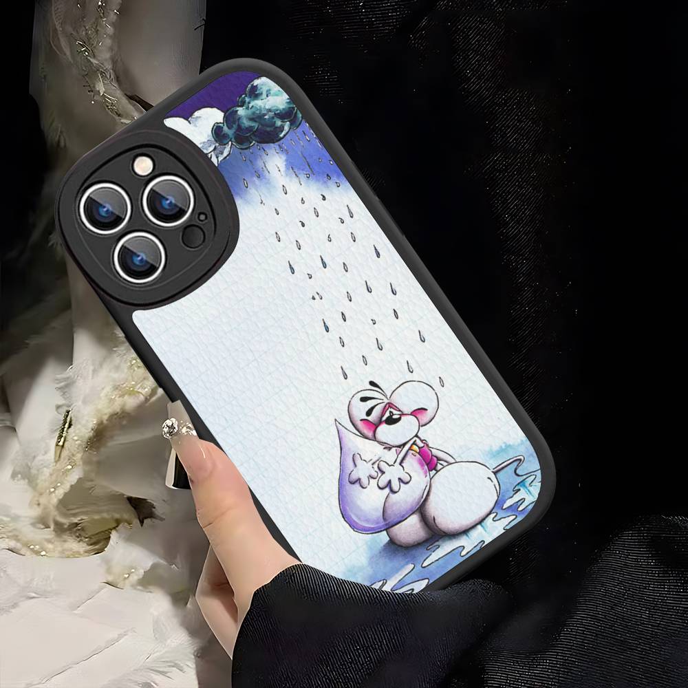 Мультяшный чехол D-Diddl для iPhone 16 15 14 13 12 11 Pro Max Plus Кожаный противоударный чехол