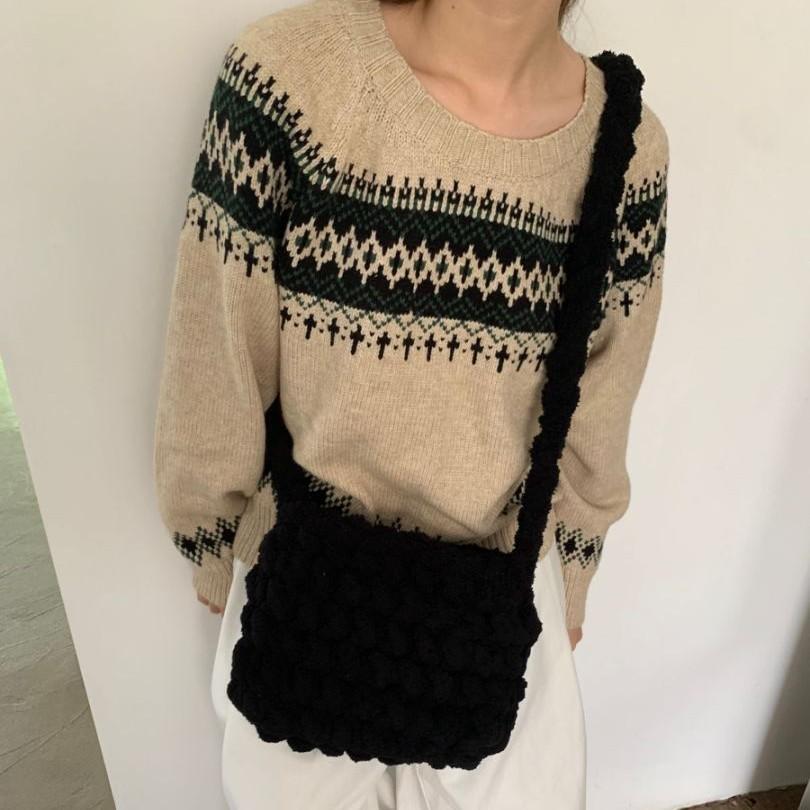 Новая сумка-облако из грубой шерсти Ice Bar, связанная крючком, ручная работа, готовая сумка, самодельная сумка-мессенджер