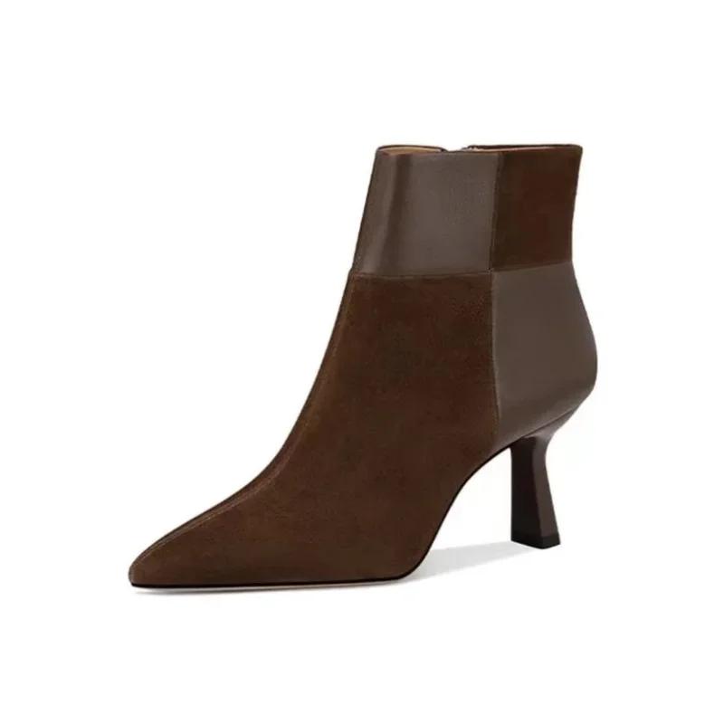 2024 Модные популярные женские ботинки весна-осень на тонком каблуке с острым носком, профессиональная верхняя одежда, женские ботинки темперамента