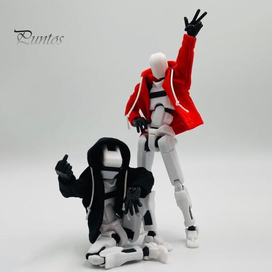 Robot Action Figure Hoodie Articulated Dummy Figurine Hooded Coat Multi-jointed Movable 3D Printed Robot Doll Clothing Costume