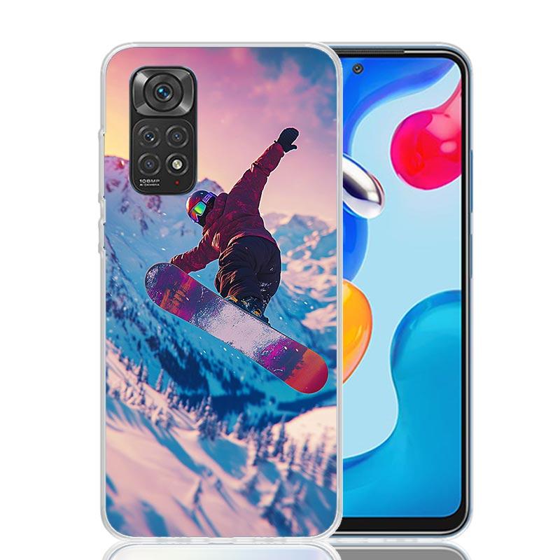 Экстремальный чехол для телефона Сноуборд Приключение Для Xiaomi Redmi Note 15 14 13 12S 12 Pro Plus 11S 11E 11 11T 10S 10 Искусство Мягкий Рисунок