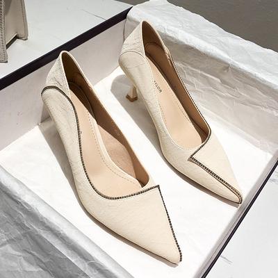 Туфли-лодочки на высоком каблуке с острым носком, туфли с мелким вырезом, женские туфли-стилеты, новые темпераментные женские банкетные туфли