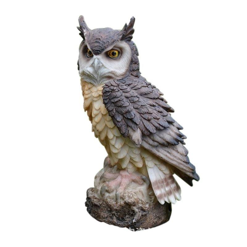 Home Art Craft Cute Decoration Owl Shape Resin Desktop Lifelike Indoor Garden Figurine Ornament Outdoor Anti-bird Collection