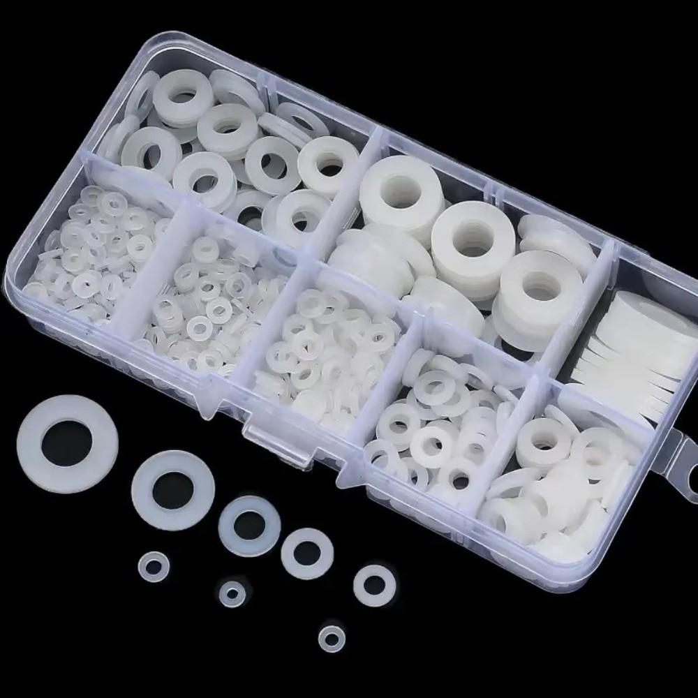 250/500PCS White Black Sealing Ring Plastic Flat Gasket Set Insulation Washer Set for Screw Bolt