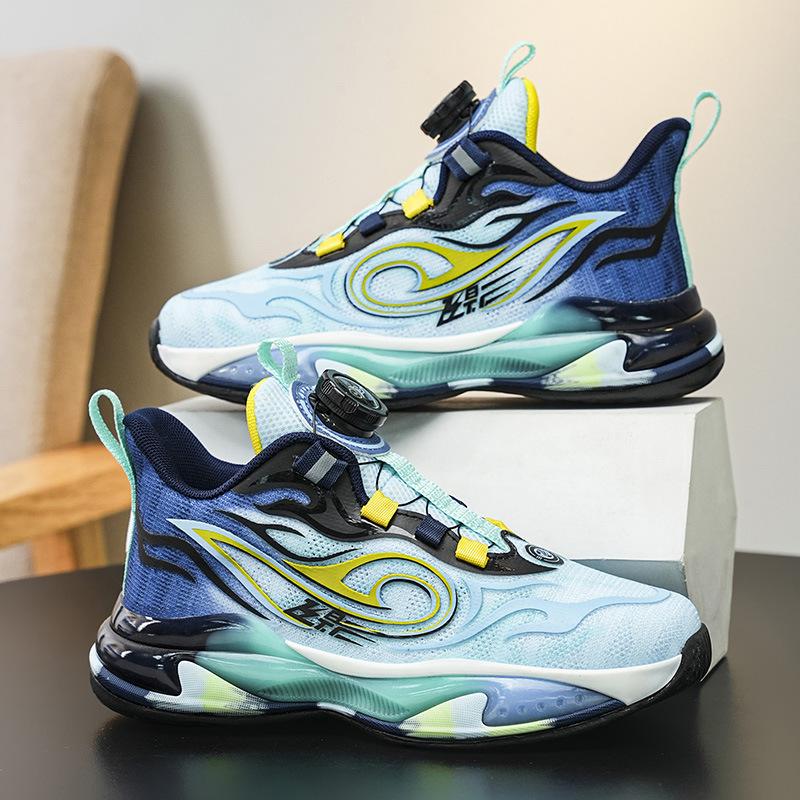 Boys' Sports Shoes Boys' Shoes 2025 New Running Mesh Basketball Shoes Breathable Medium and Large Children's Boys Non-slip