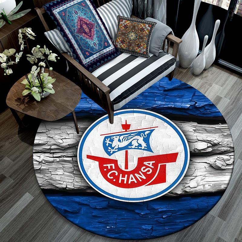 Круглый ковер FC Hansa Rostock, Ковер для гостиной, спальни, дивана, игровой комнаты, Декор, Нескользящий коврик для пола