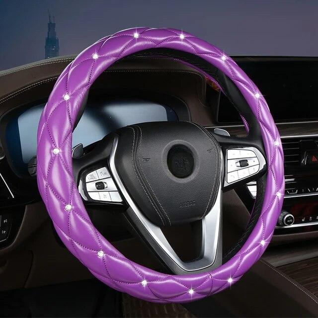 Автомобильный чехол на руль со стразами и кристаллами и бриллиантами, сверкающий автомобильный внедорожник, протектор рулевого колеса, подходит для автомобиля 14,5-15 дюймов