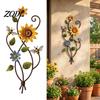 Bee And Flower Decoration Sunflower Wall Art Decor, 2D Flat Floral Hanging, Country Garden Outdoor Ornament for Fence Porch Entryway Home Gift