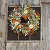 Fall Pumpkin Wreath Front Door Rustic Autumn Harvest Garland with Maple Leaves