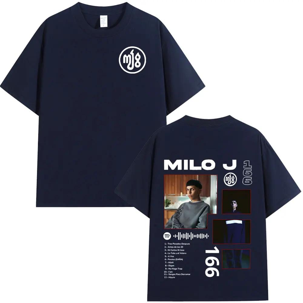 Футболка с графическим принтом альбома рэпера Milo J 166 Мужская Женская Модная Хип-хоп Футболка Хлопковая Оверсайз С коротким рукавом Топы Уличная одежда