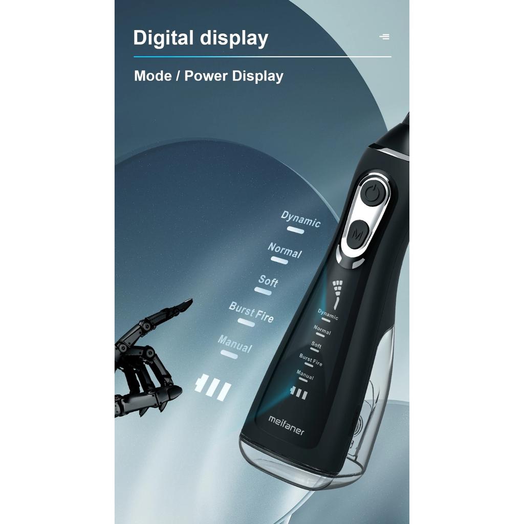 Оральный ирригатор 40-140PSI Зубной скалер 5 скоростей Водяная нить Перезаряжаемый стоматологический струйный очиститель воды 300 мл IPX6 Водонепроницаемый очиститель зубов