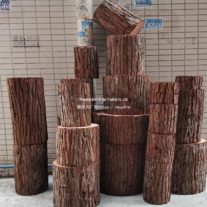 Natural Bark Wooden Stake Ornament: Faux Tree Stump Photography Prop for Weddings and Displays