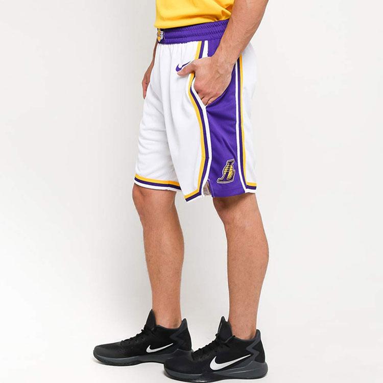 Nike NBA Association Edition Swingman Lakers Дышащие баскетбольные шорты мужские белые AJ5616-100