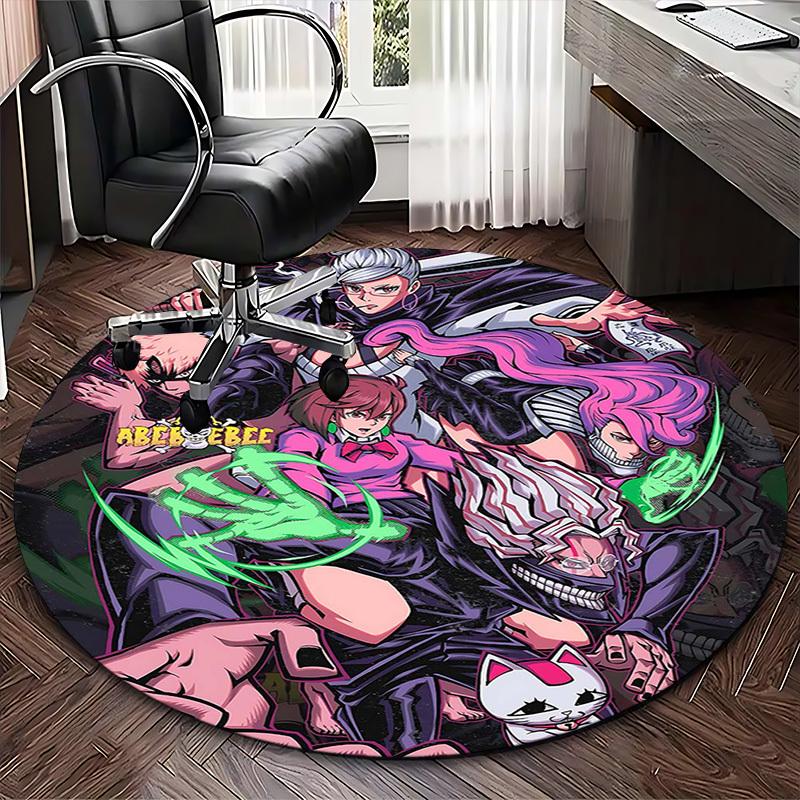 1pc Anime Cartoon Design Round Carpet - Office Chair Mat with Komiya, Tsuyu, Midoriya, Non-Slip Rug Suitable for Home Decor