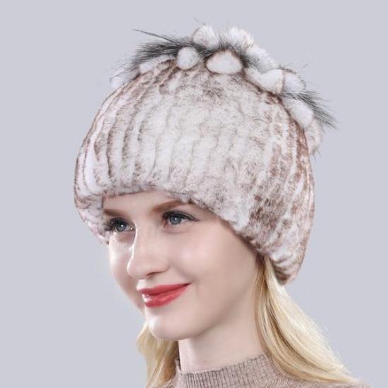 Горячая Распродажа Россия Зима Качество Натуральная Меховая Шапка Натуральная Теплая Шапка из Меха Кролика Рекс Леди Теплая Вязаная Подлинная Шапка из Меха Кролика Рекс