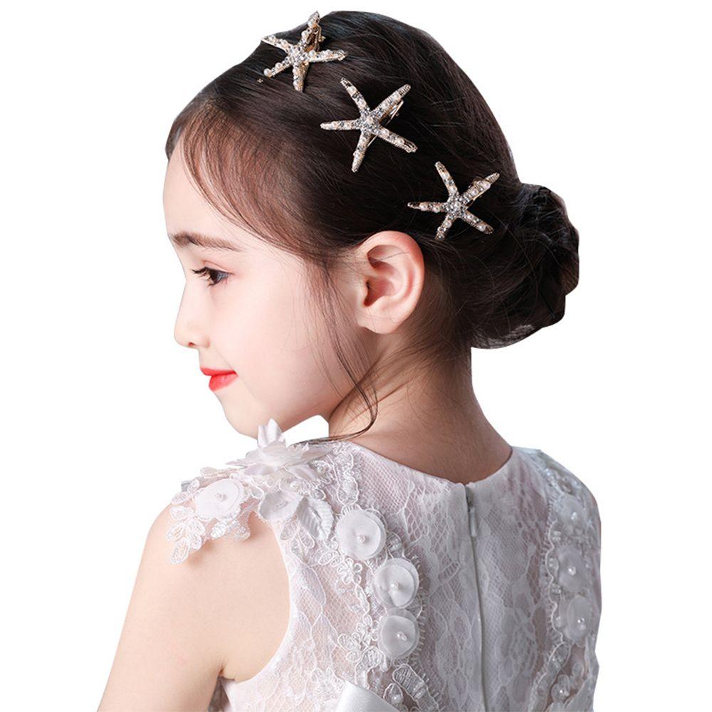 Fashion Bridal Headpiece Hair Jewelry Hair Clips Rhinestone Pearl Starfish Hairpin Girls Barrettes