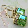 Zhongyi Hot-Selling Green Peridot Cube Crystal Earrings