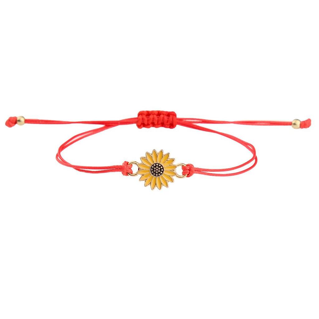 Alloy Sunflower Daisy Wax Rope Friendship Bracelet