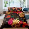 Sugar Skull Bedding Comforter Cover Set Gothic Duvet Cover Twin/Full/Queen/King Set 3 Pieces Soft Microfiber Duvet Cover