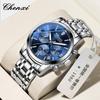 Fashion Luxury Watch for Men Multifunction Stainless Steel Waterproof Calendar Chronograph Quartz Men's Wristwatch Professional