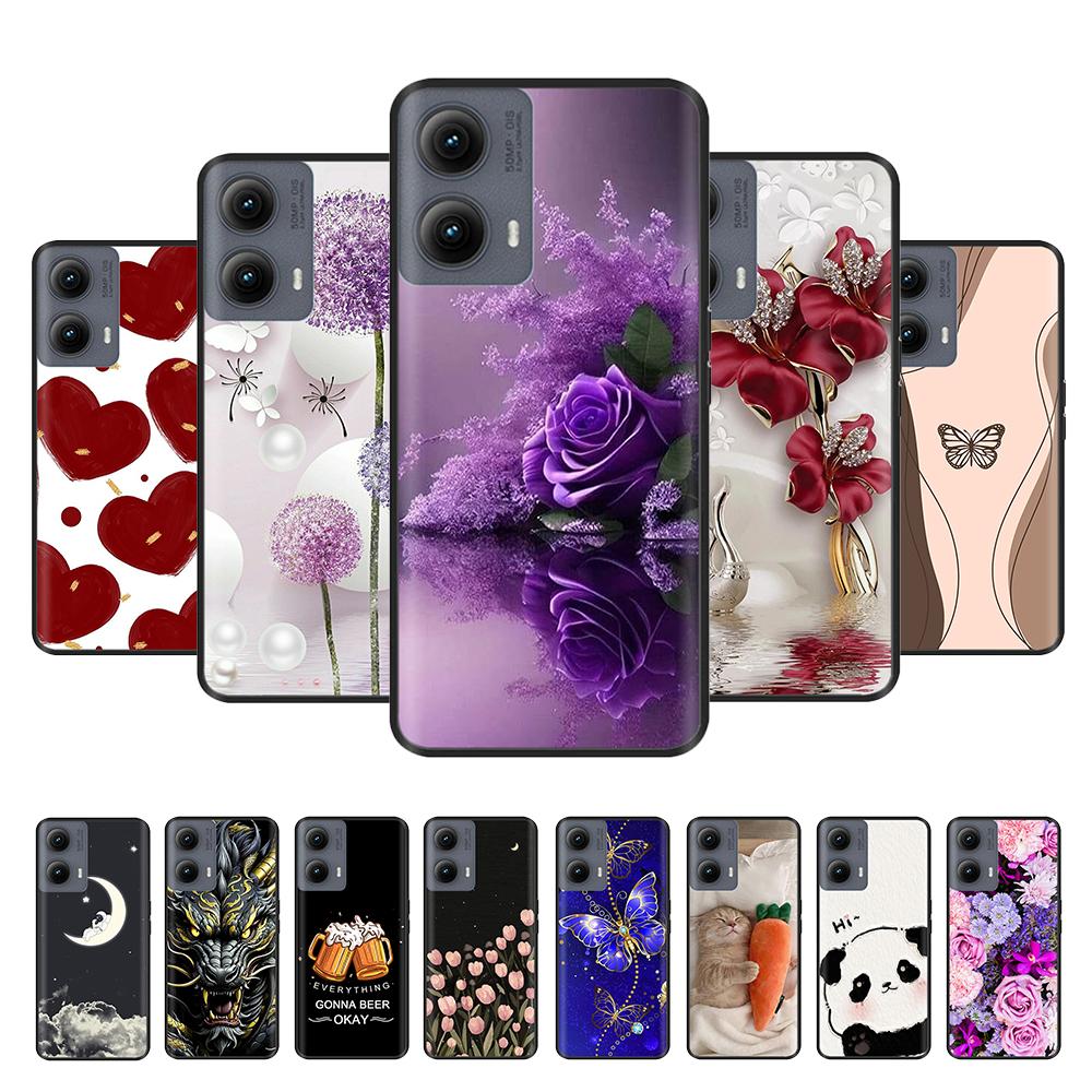 Силиконовый чехол для Motorola Edge 2024 Чехол Милый Мультяшный Мягкий ТПУ Черная Крышка для Moto Edge 2024 6.6" Ударопрочный Fundas Capa
