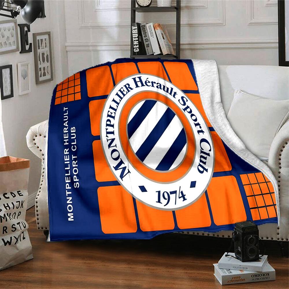 Montpellier Sport Club Flannel Blanket, Soft Polyester, Modern Design, All-Season for Camping, Travel, Gifts for holidays or birthdays
