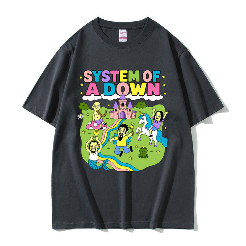 Rock Band System Of A Down Cartoon Graphic T Shirts Unisex Gothic Oversized Tshirt Male 90s Vintage Alternative Metal Tshirts