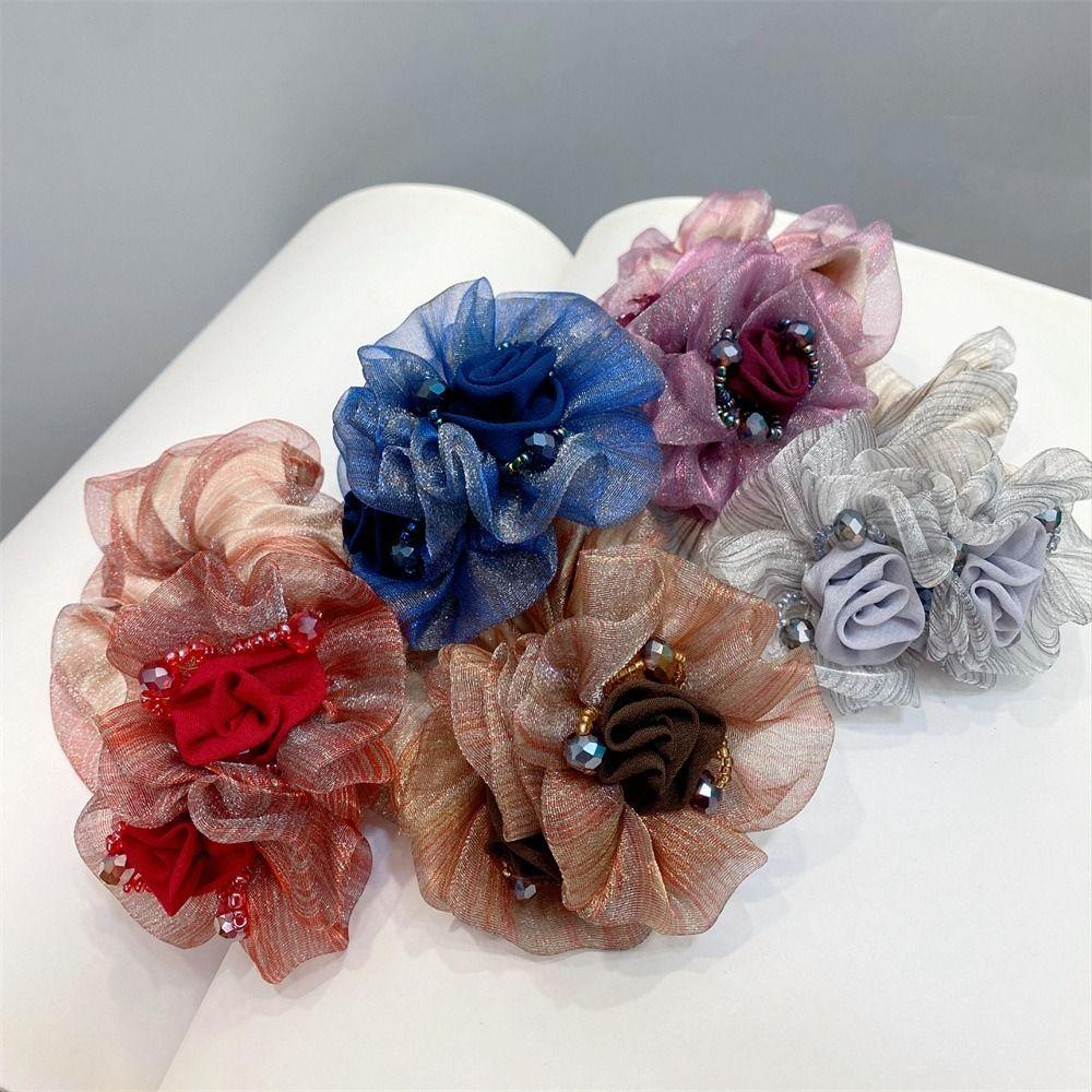 Hair Ties Flower Hair Rope Silk Yarn Rubber Band Korean Style Headwear Female Hair Accessories