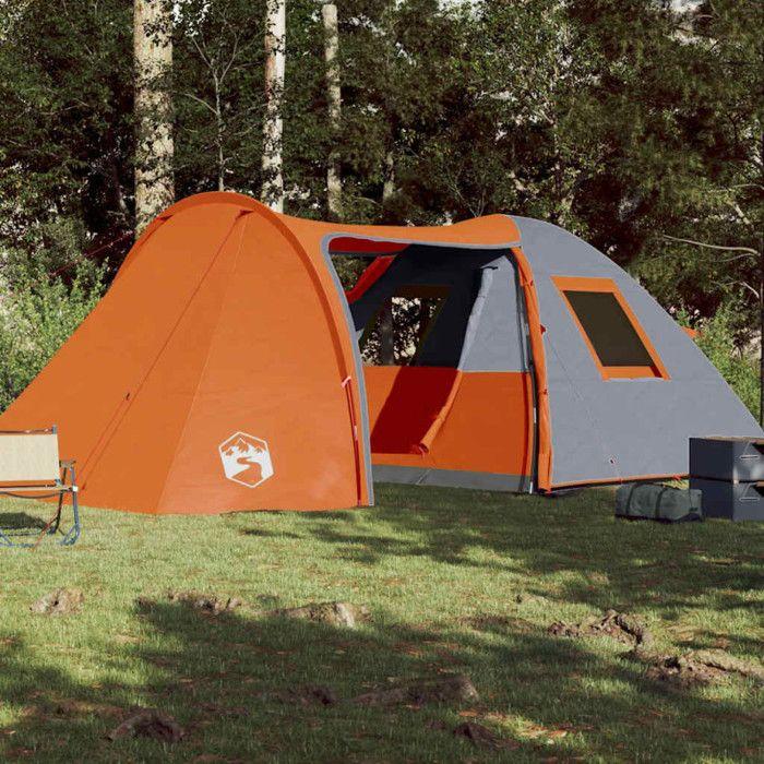 VidaXL Tente Familiale à Dôme 6 Personnes, Tente d'Ombrage avec Sac de Transport, Auvent de Camping, Abri de Jardin, Orange 94355