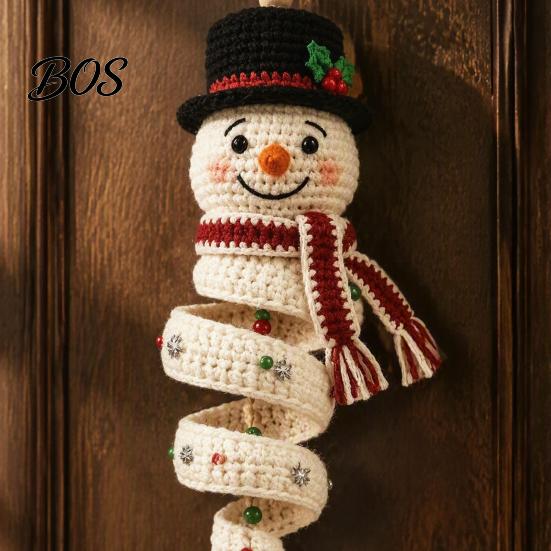 Winter Theme Gift DIY Crochet Snowman Door Hanger Kit, Handmade Holiday Craft Home Accents Set for Christmas Wall, Window, New Year Party Decoration