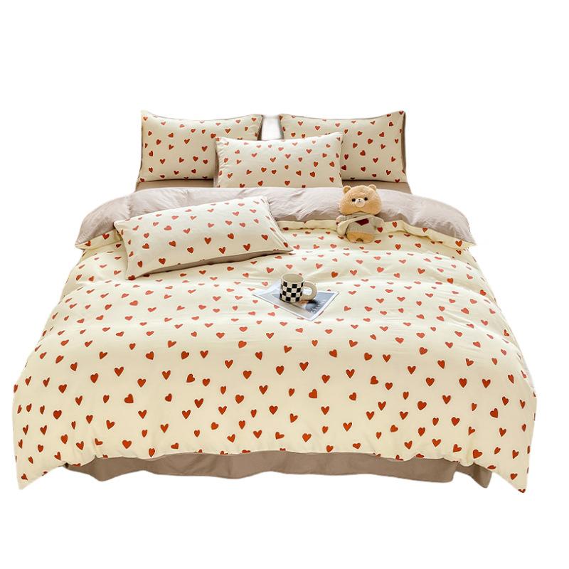 Класс А Материнский и младенческий класс Выстиранный хлопок Двухслойная пряжа Набор из 4 предметов Шапочка для кровати Студенческий набор из 3 предметов Простыня Пододеяльник Пододеяльник